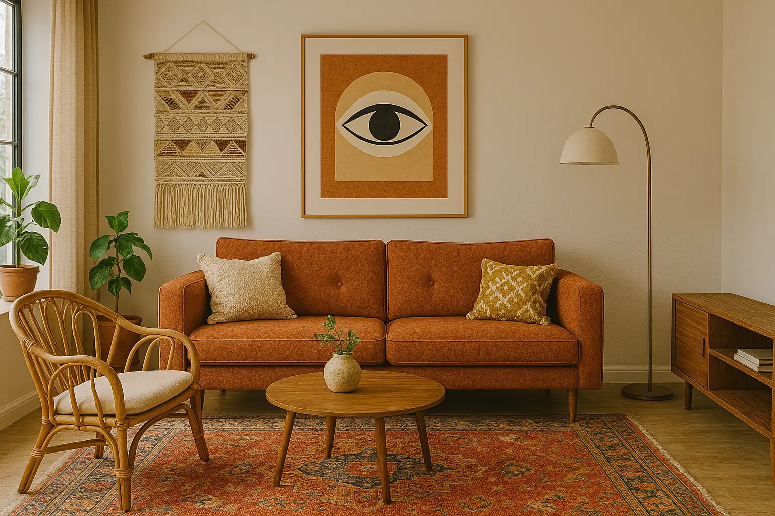After bohemian living room renovation