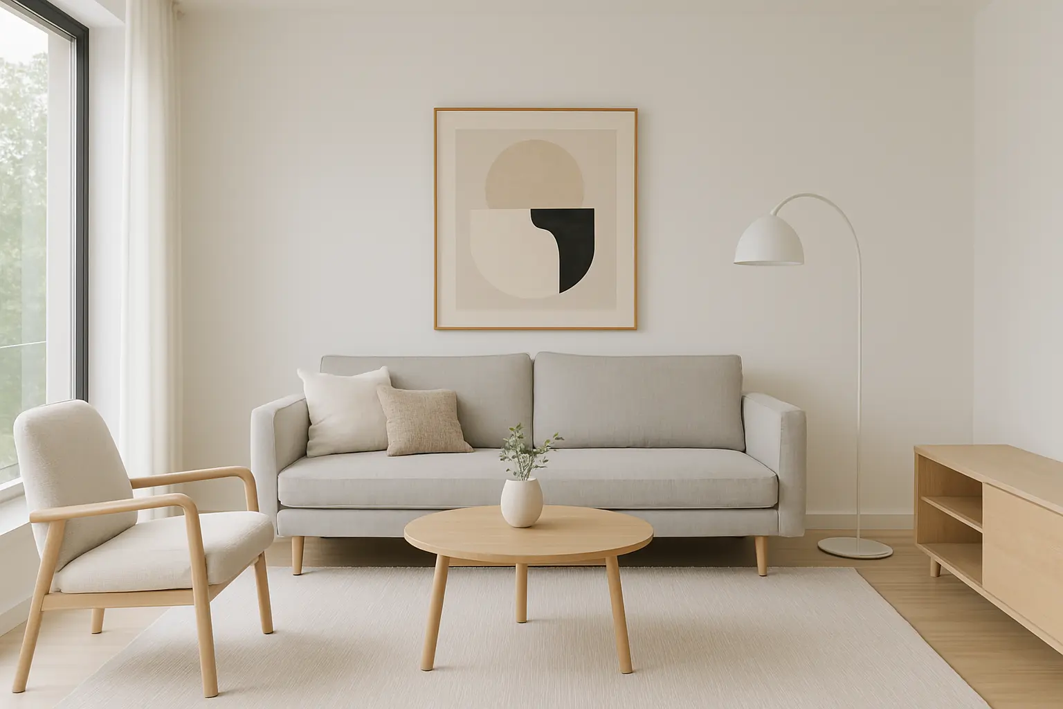 Original Scandinavian living room before AI redesign
